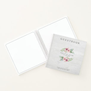 Carnet Mariage GuestBook Photo sur bois sur couronne rose