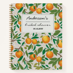 Carnet Mariage Orange Motif Floral Fruit Citron 