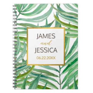 Carnet Mariage personnalisé Feuilles de palme aquarelle