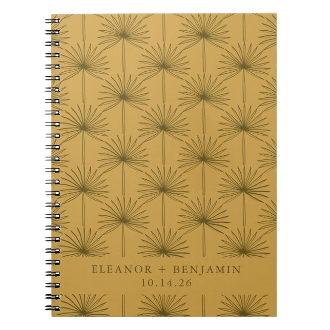Carnet Mariage Personnalisé Jaune à feuilles de palme Bot (Devant)