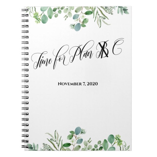 Carnet Mariage Plan C personnalisé avec Eucalyptus (Devant)