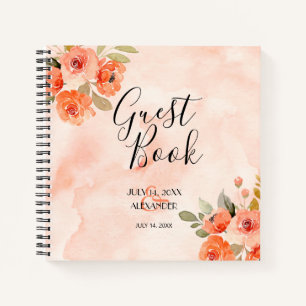 Carnet Mariage Réserver Orange Watercolor Flowers