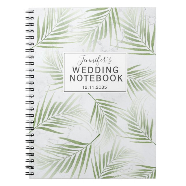 Carnet Mariage vert Sage Foliage Tropical (Devant)