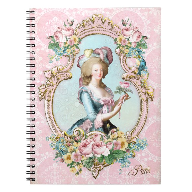 Carnet Marie Antoinette,French,Paris,portrait,roses メモ帳 (Devant)