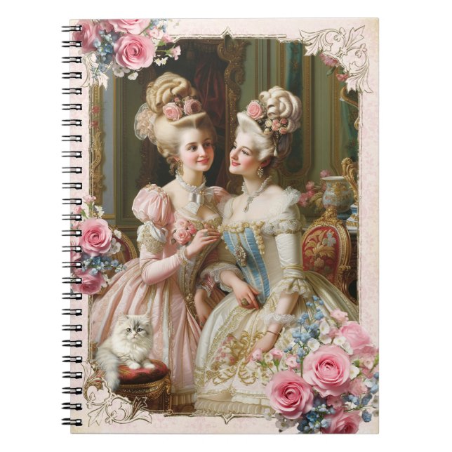 Carnet Marie Antoinette,French,Paris,tea,cat,roses  メモ帳 (Devant)