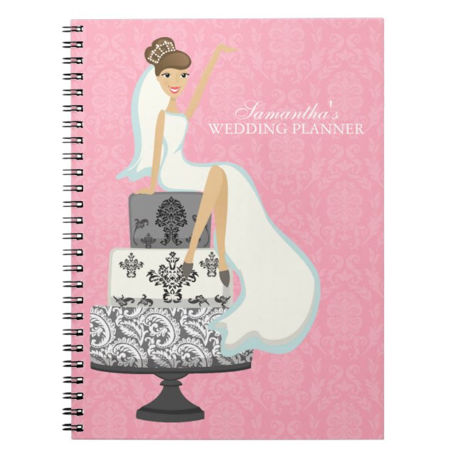 Carnet Mariée Brown sur le gâteau Mariage {rose} (Devant)