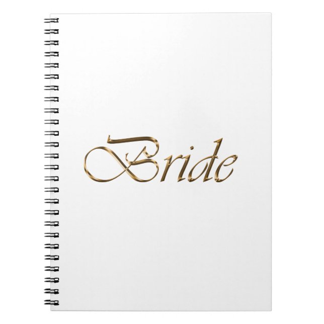 Carnet Mariée, écriture or élégant chic mariage blanc (Devant)