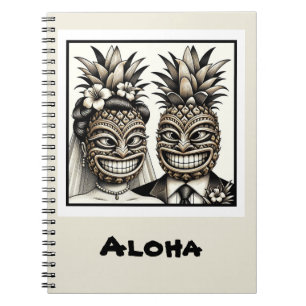 Carnet Mariée et marié Aloha Tête de Tiki d'ananas Mariag