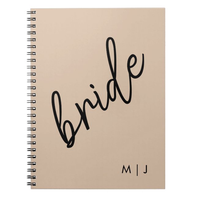 Carnet Mariée moderne | Beige + noir (Devant)