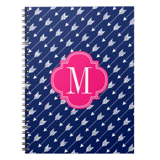 Carnet Marine Girly et flèches roses faites sur commande (Devant)