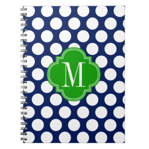 Carnet Marine Girly et grands points verts décorés d'un