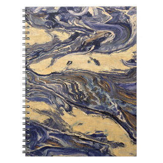 Carnet Marine Marbre Beige Or Swirl Abstrait