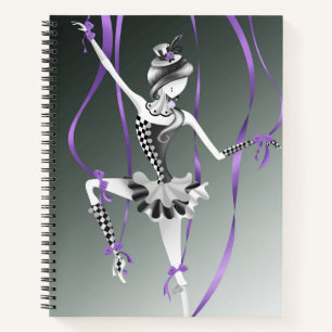Carnet Marionnette de ballerine fantaisiste Rubans violet