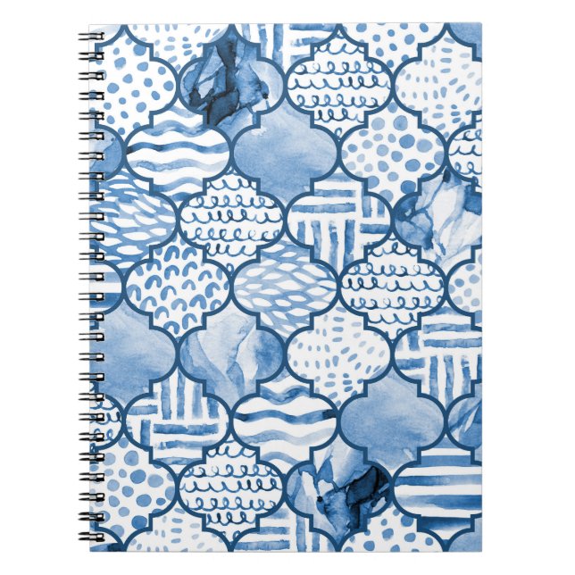 Carnet Marocain géométrique, aquarelle motif sans couture (Devant)