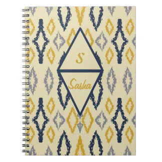 Carnet Marocain Ikat Bleu Jaune Personnalisé