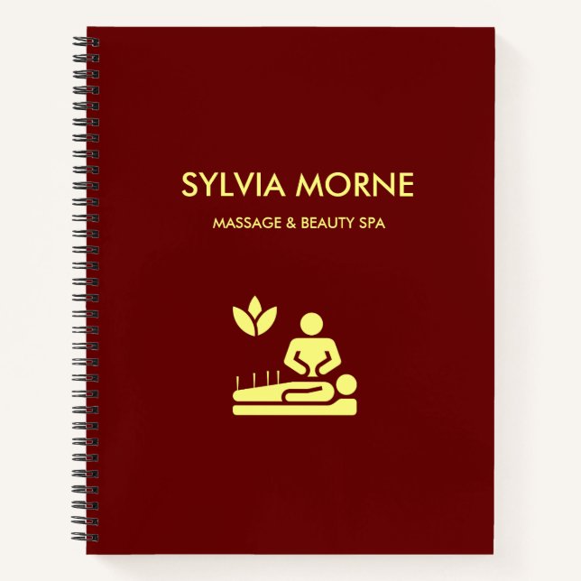 Carnet Maroon moderne spa jaune silhouette (Devant)