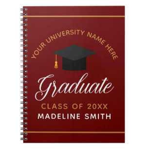 Carnet Maroon Red Gold Graduation Custom 2025 Graduate