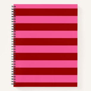 Carnet Maroon Rouge rose rayures Design