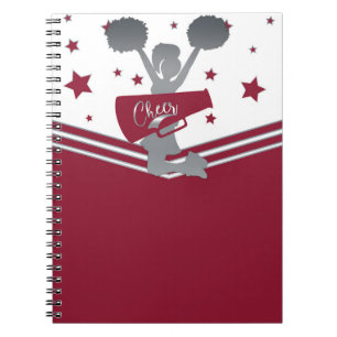 Carnet Maroon Silver Stars Cheer Cheer Leader