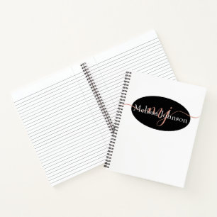 Carnet Marquage élégant en or rose sur fond noir   