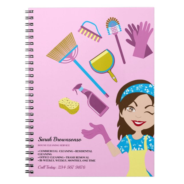Carnet Marque caricature Janitorial Rose violet (Devant)