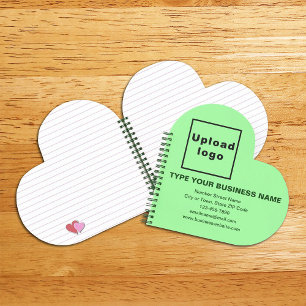 Carnet Marque d'affaires sur la forme de coeur vert clair