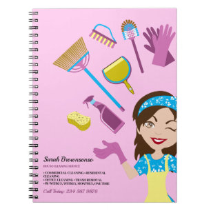 Carnet Marque de dessin animé de nettoyage rose violet