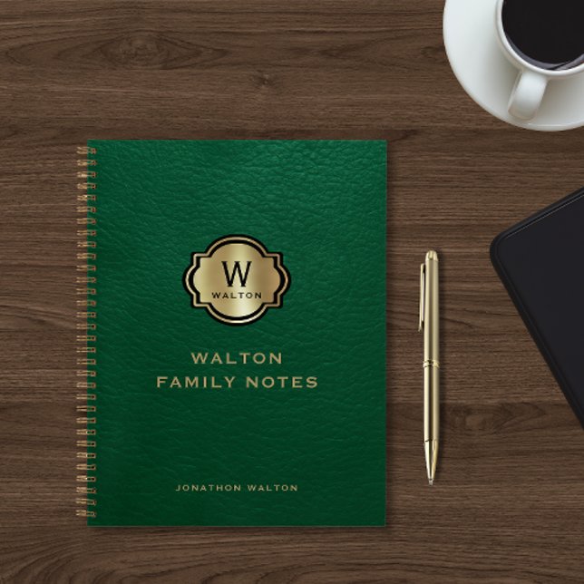 Carnet Marque Monogram Or Cuir Vert (Créateur téléchargé)