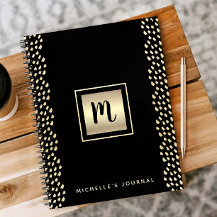 Carnet Marque monogramme noire écriture moderne luxe feui
