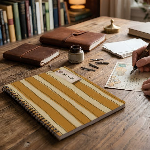 Carnet Marque-page initial personnalisé rayé jaune