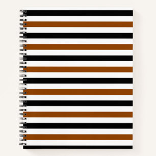 Carnet Marron Noir et blanc motif rayures