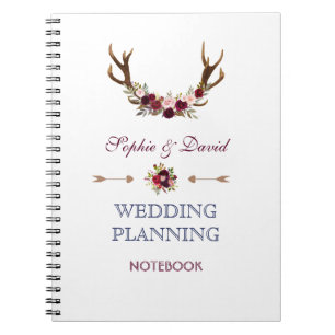Carnet Marsala Floral Antlers Wedding planner de marine