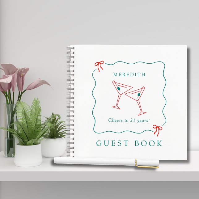 Carnet Martini Cheers 21e anniversaire fête Guestbook (Martini Cheers to 21 Years Birthday Party Guesbook/Notebook)