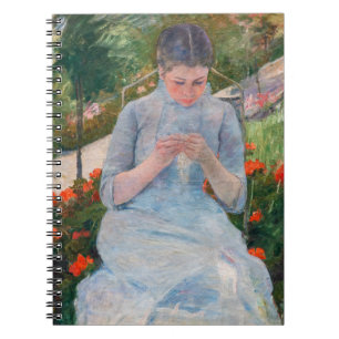 Carnet Mary Cassatt - Fille couture dans un jardin