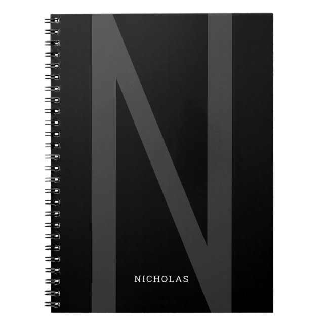 Carnet Masculine Noir Les Gars Moderne Personnalisé Initi (Devant)