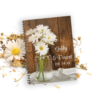 Carnet Mason Jar White Daisies Country Barn Mariage