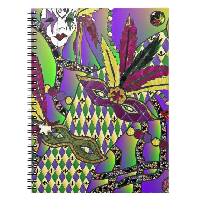 Carnet Masques de plumes de mardi gras psychédélique (Devant)