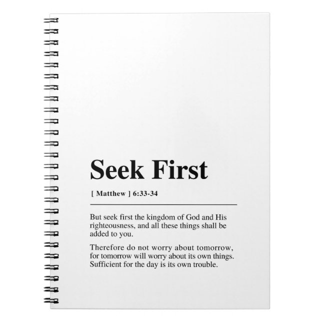 Carnet Matthieu 6:33-34 Chercher d'abord (Devant)