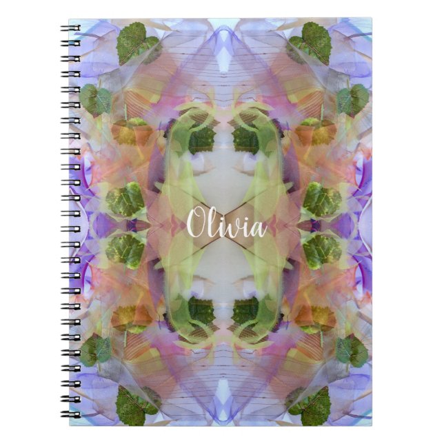 Carnet Mauve et Motif Feuille vert (Devant)