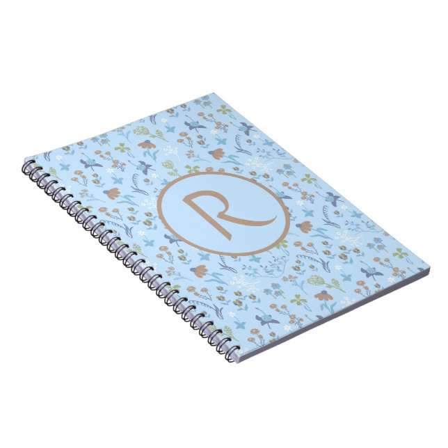 Carnet Mead Flowers Bleu Monogramme (Côté Droit)