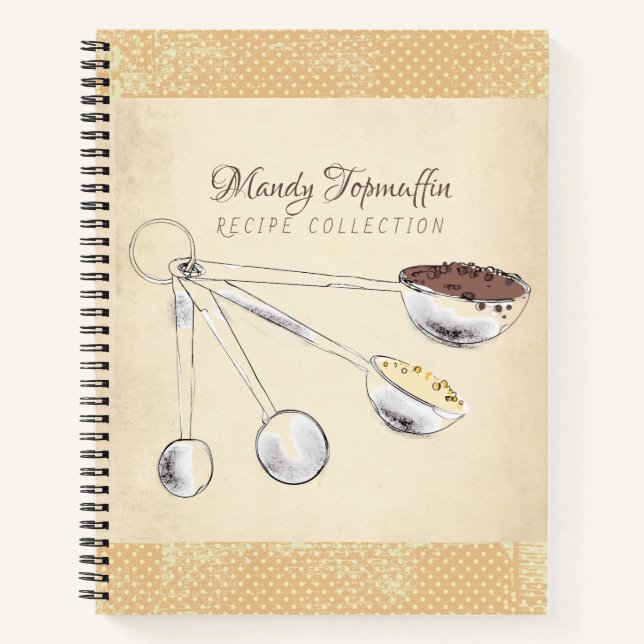 Carnet Measuring spoons personal cookbook recipe notebook (Devant)