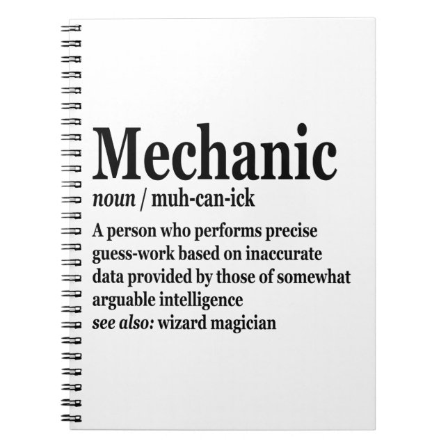 Carnet Mécanique diesel Définition Drôle réparateur père (Devant)