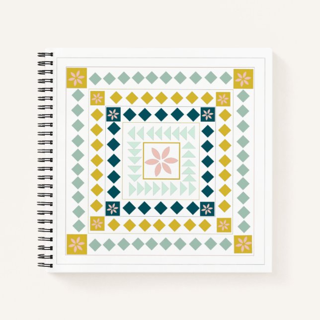 Carnet Médaillon géométrique moderne coloré Design d'art (Devant)