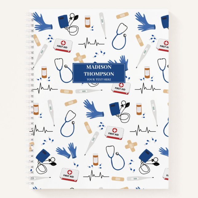 Carnet Médecin Médicale moderne Motif infirmière (Devant)