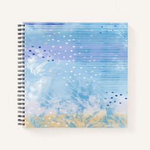 Carnet Média mixte Abstrait bleu turquoise jaune