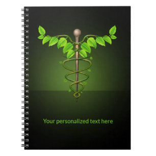 Carnet Médicale holistique alternatif Caduceus Feuilles v