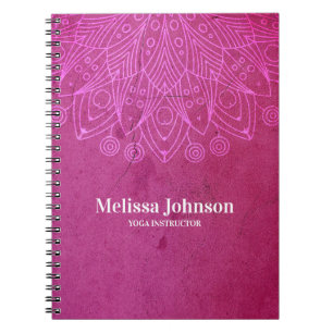 Carnet Méditation Mandala Yoga rose personnalisée