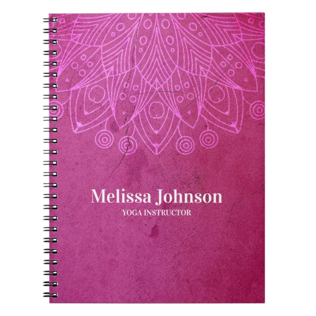 Carnet Méditation Mandala Yoga rose personnalisée (Devant)