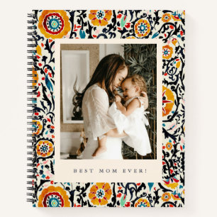 Carnet Meilleure Maman Floral Foule Audacieuse Photo Fête