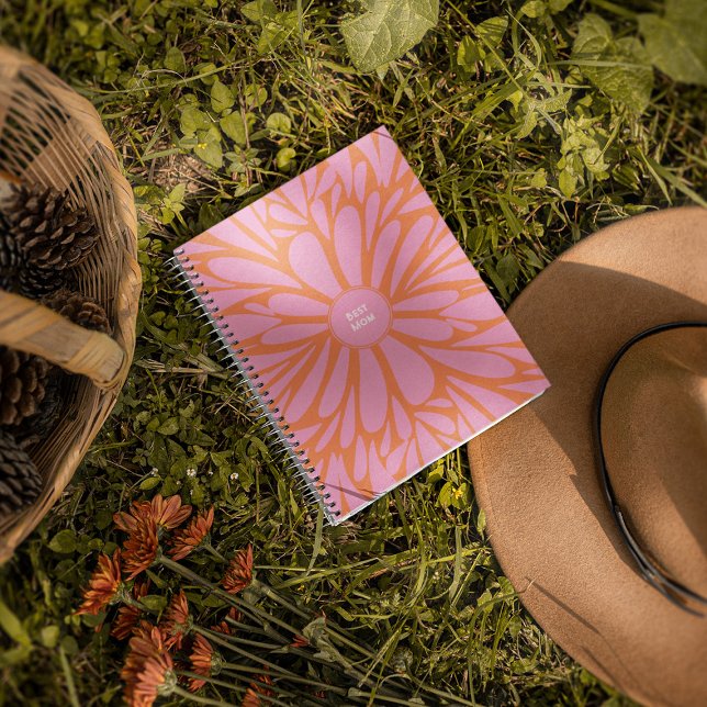 Carnet Meilleure maman florale éclat pastel orange rose (Créateur téléchargé)